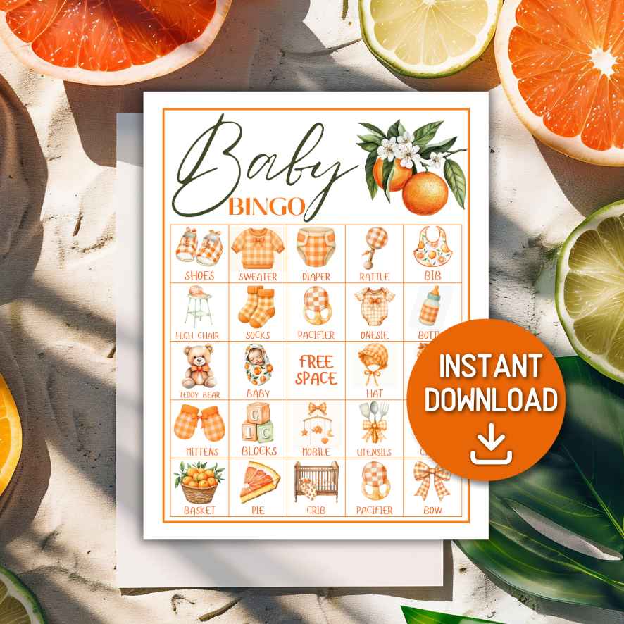 orange baby shower bingo