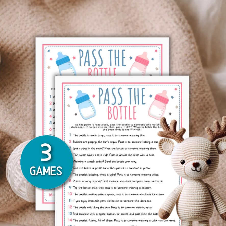 pass the bottle activity baby shower printable