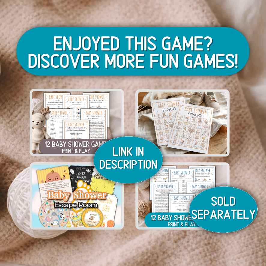 Instant download baby shower games