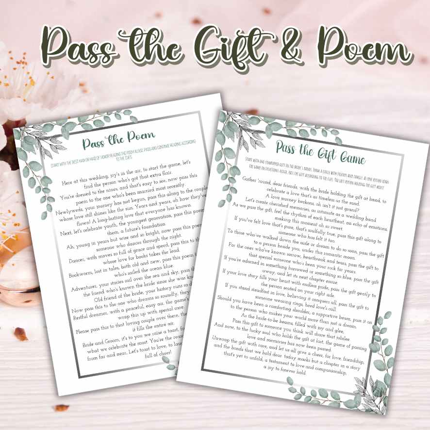 pass the poem bridal shower game