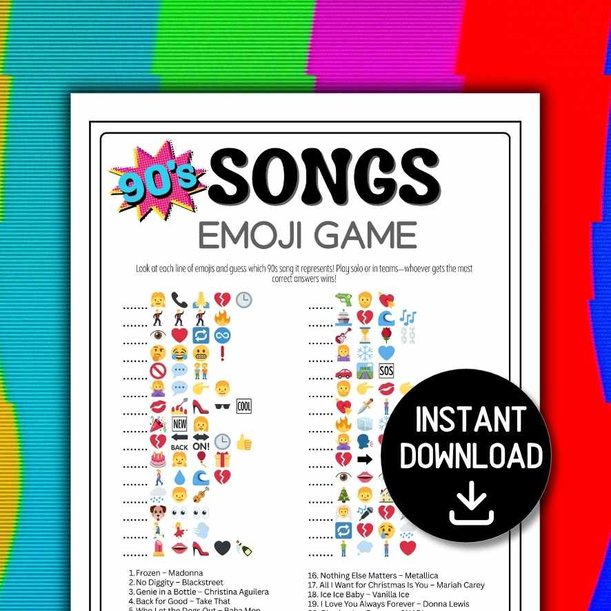 90s songs emoji printable

