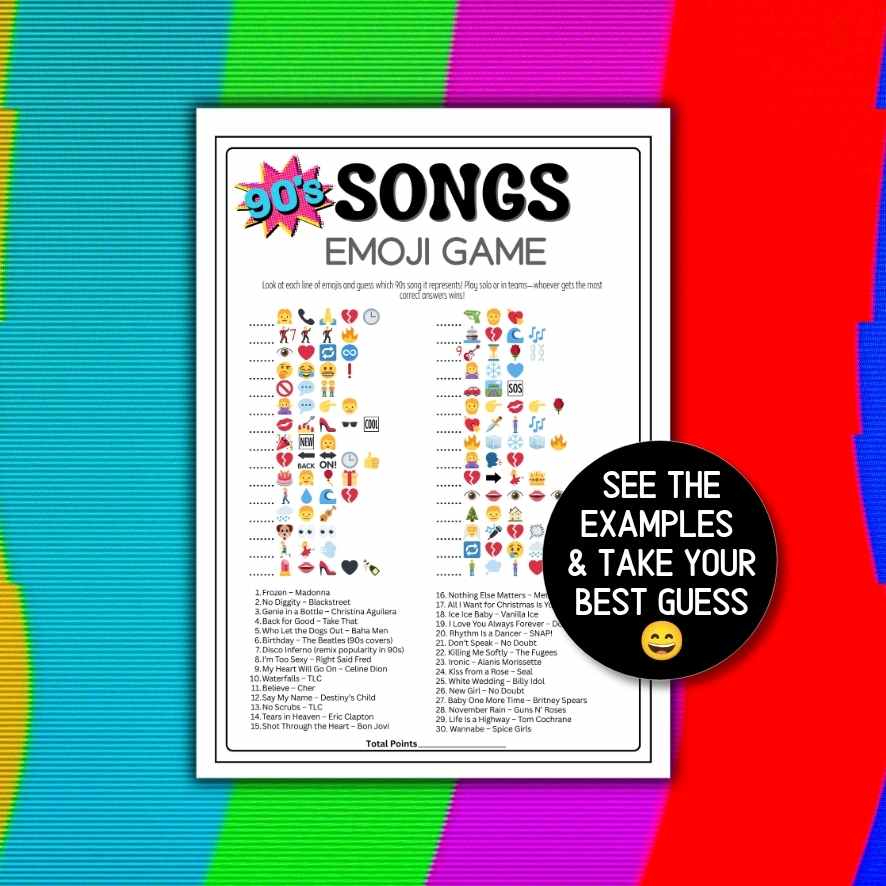 guess 90s songs emoji
