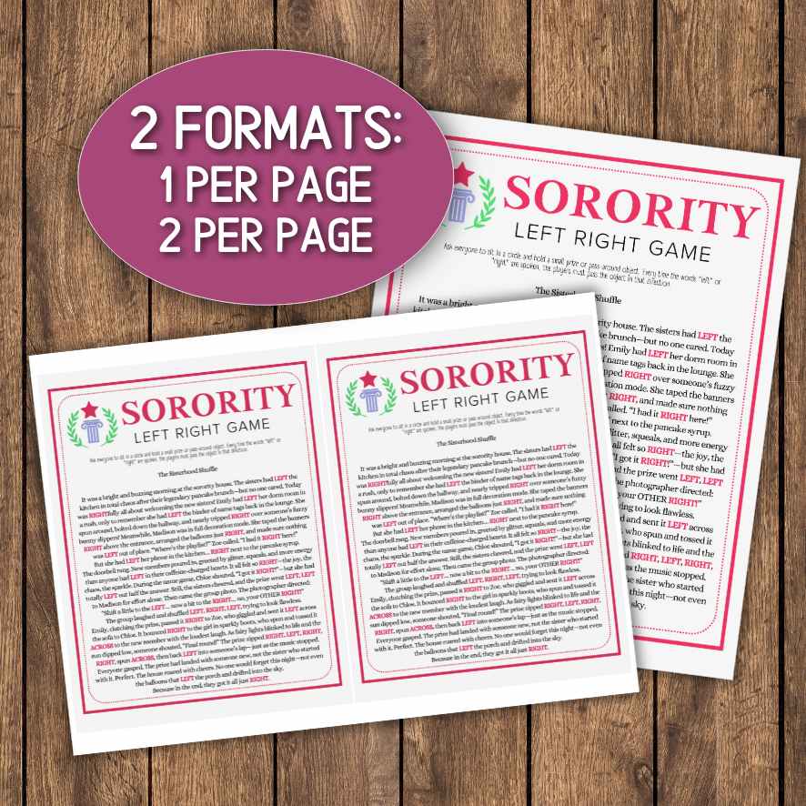 sisterhood left right game

