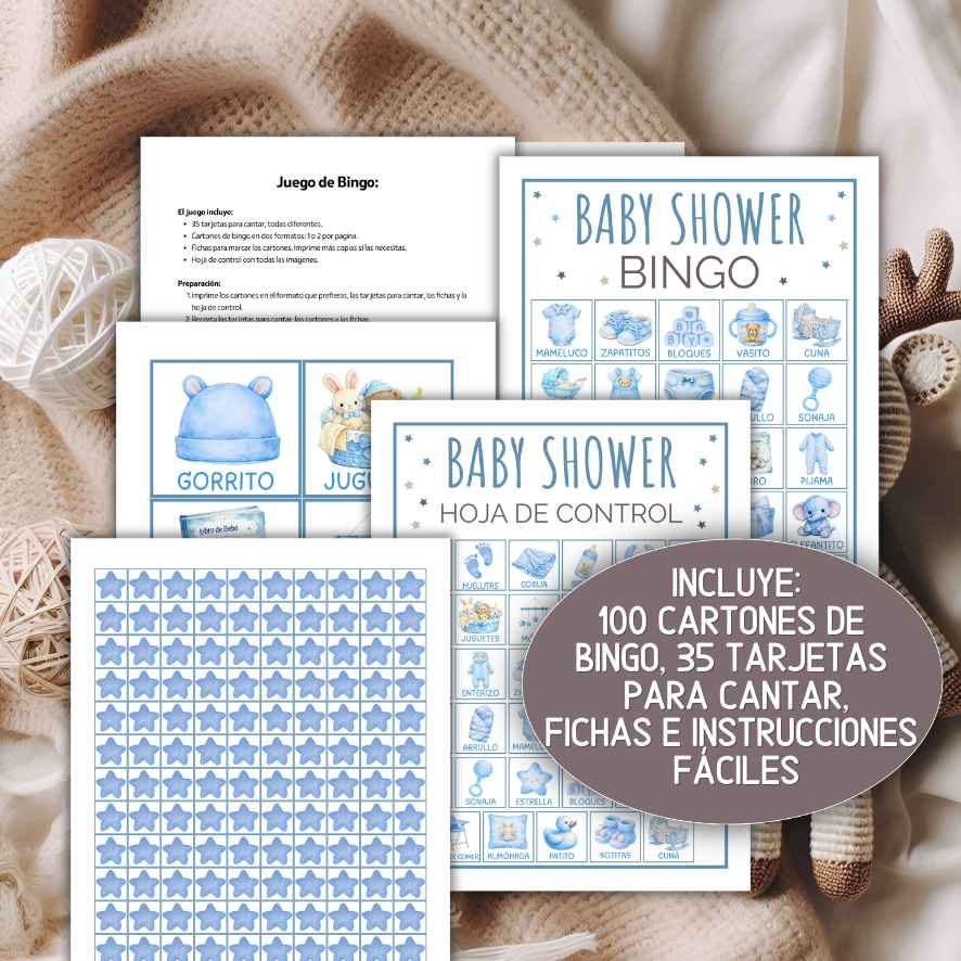 bingo baby shower para imprimir