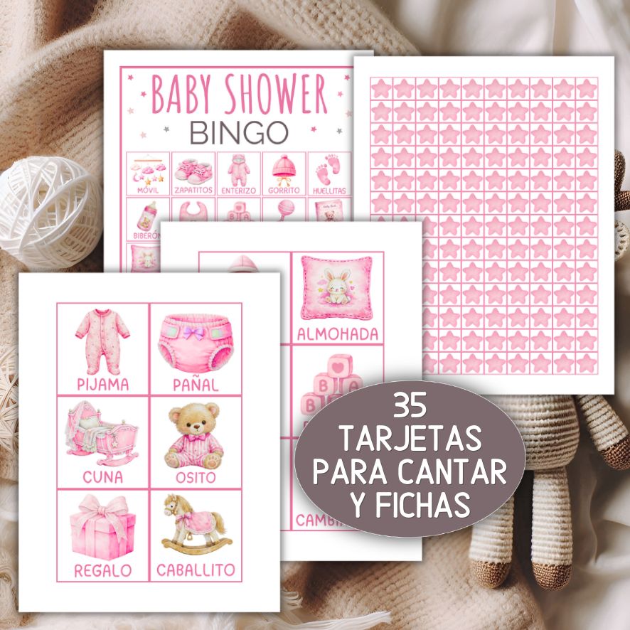 bingo baby shower niña