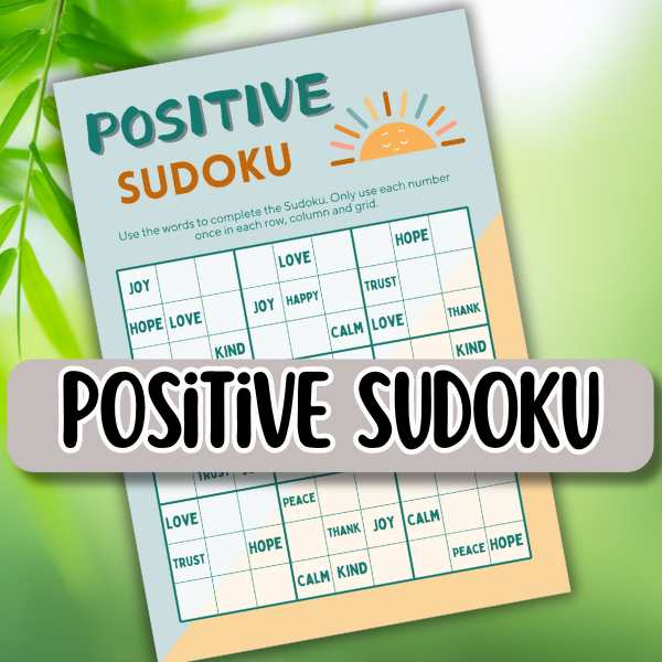 Free Positive Sudoku for Mindfulness Pintable