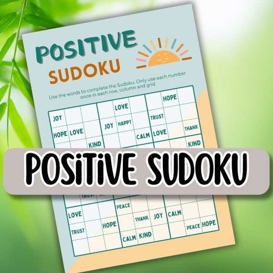 Free Positive Sudoku for Mindfulness Pintable