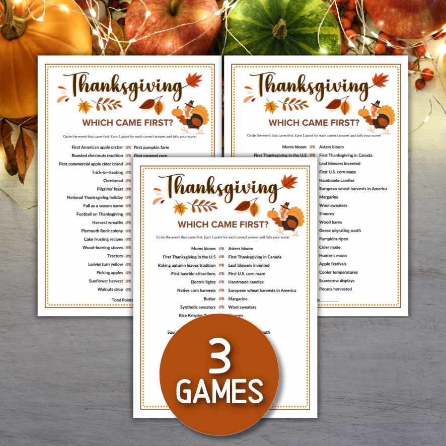Thanksgiving printable games