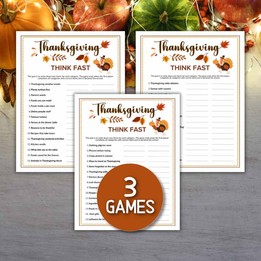 thanksgiving think fast game printable