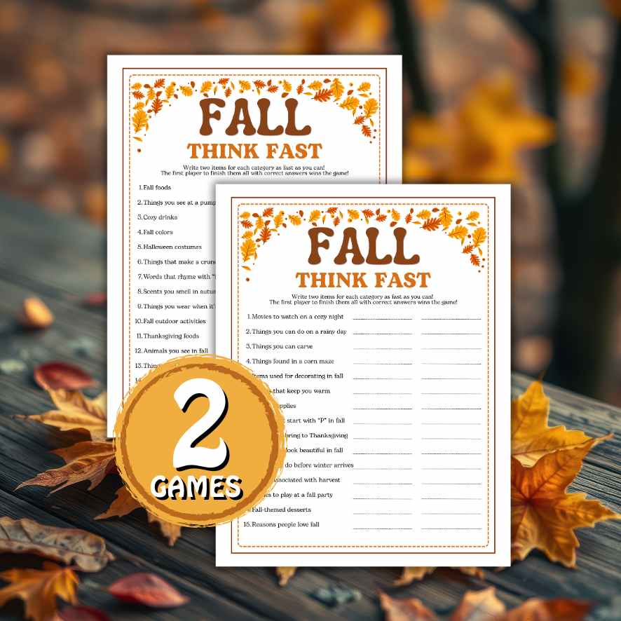 Fall Think Fast Game FALL THINK FAST GAME PRINTABLE – The Game Room
