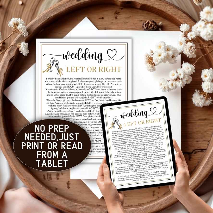 left right wedding story