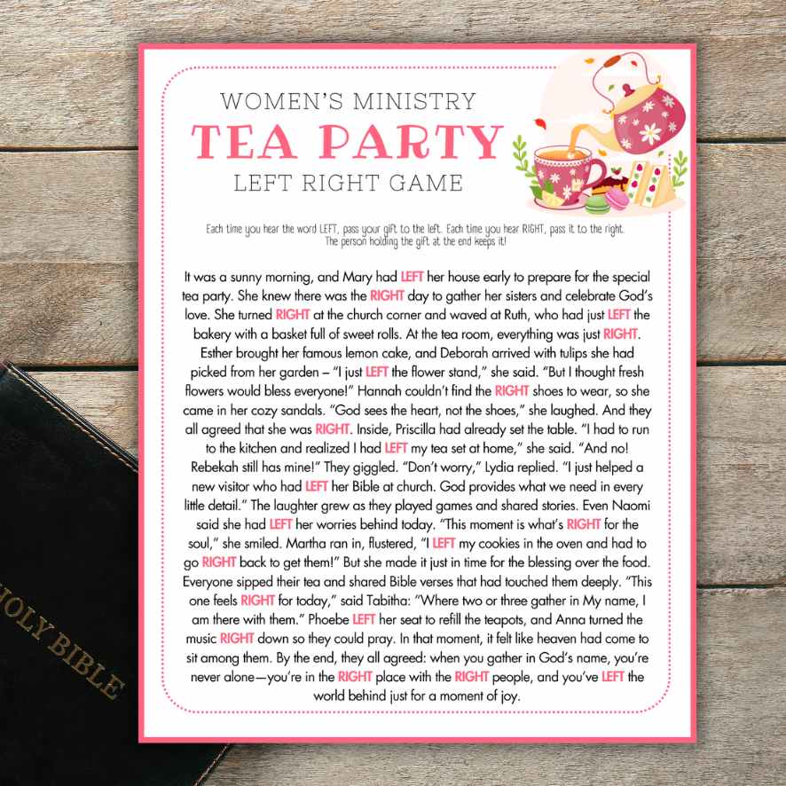 left right tea party game