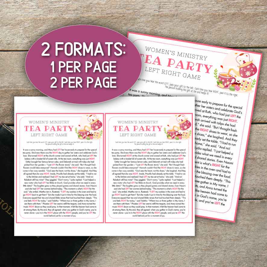 tea party left right game printable