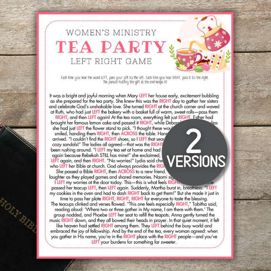 BIBLE LEFT RIGHT TEA PARTY GAME