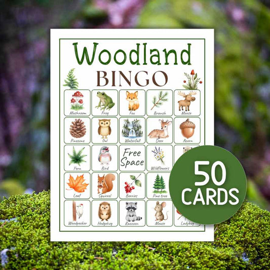 woodland baby shower bingo