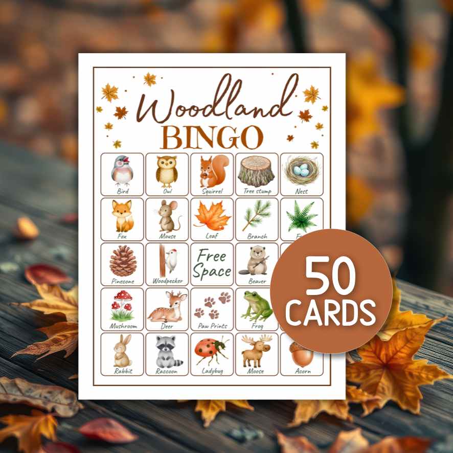 woodland themed bingo cards