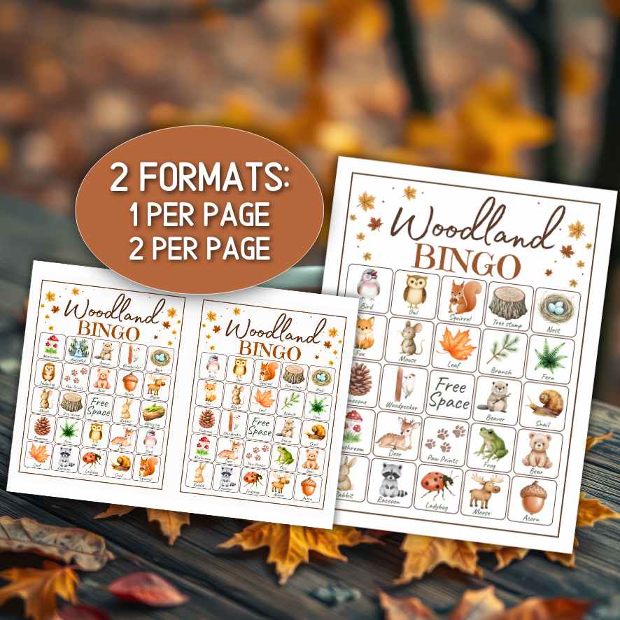 autumn wildlife bingo card