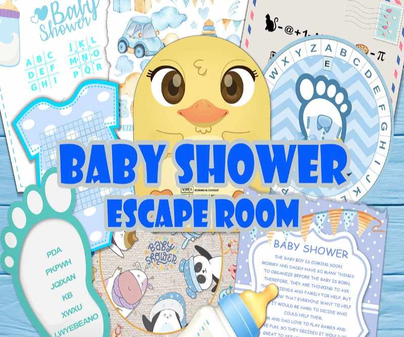 BABY SHOWER ESCAPE ROOM BOY - PRINT AND PLAY
