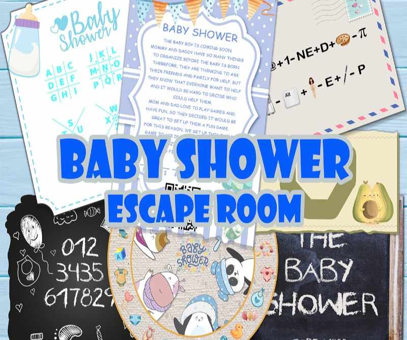 BABY SHOWER ESCAPE ROOM BOY - PRINT AND PLAY