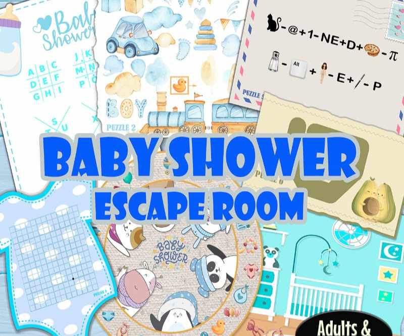 BABY SHOWER ESCAPE ROOM BOY - PRINT AND PLAY