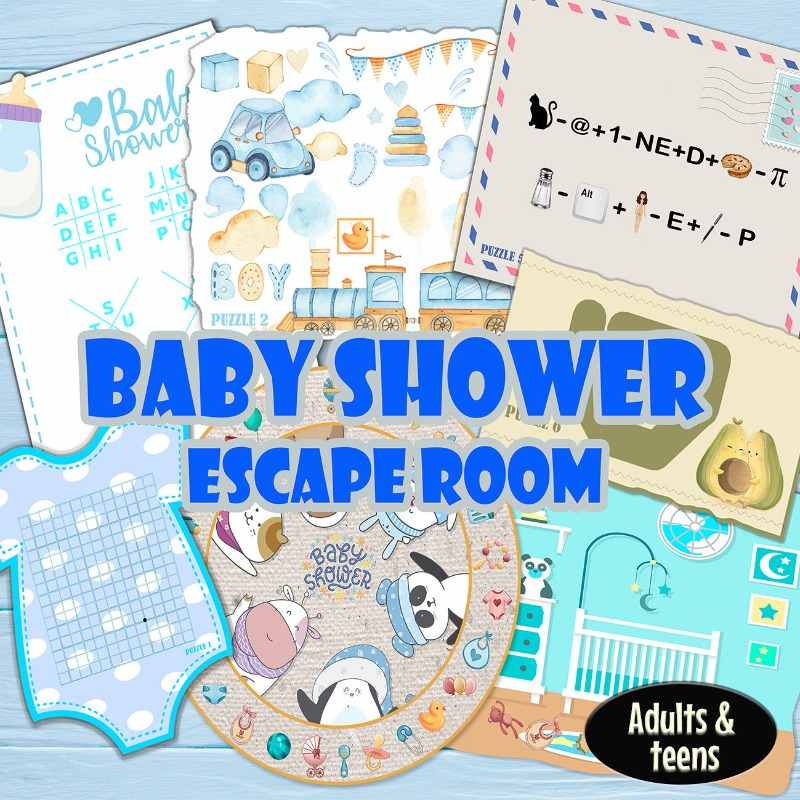 BABY SHOWER ESCAPE ROOM BOY - PRINT AND PLAY