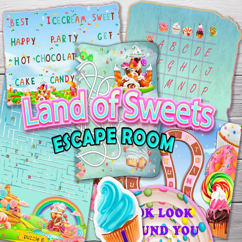 KIDS ESCAPE ROOM LAND OF SWEETS - PRINT AND PLAY - year 6 games to play