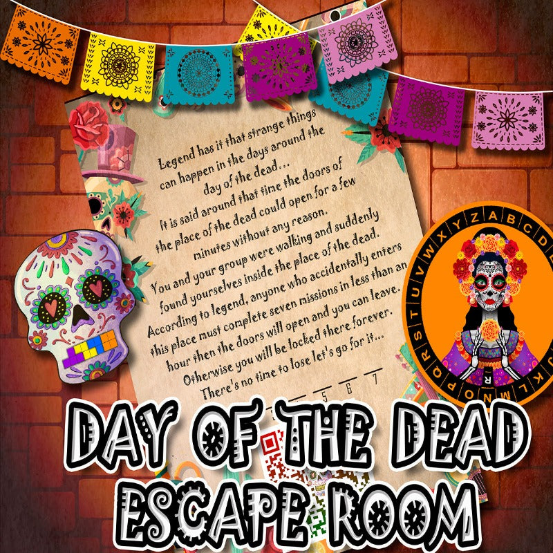 HALLOWEEN ESCAPE ROOM - DAY OF DEAD - PRINT AND PLAY - TEENS ESCAPE ROOM
