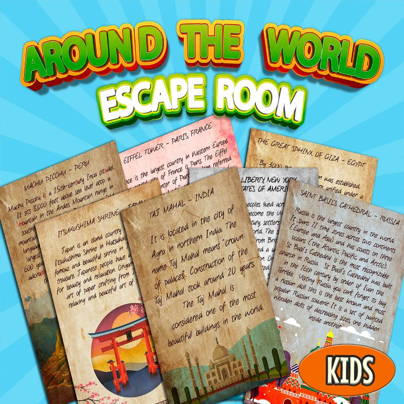 KIDS ESCAPE ROOM AROUND THE WORLD - PRINT AND PLAY - The Game Room